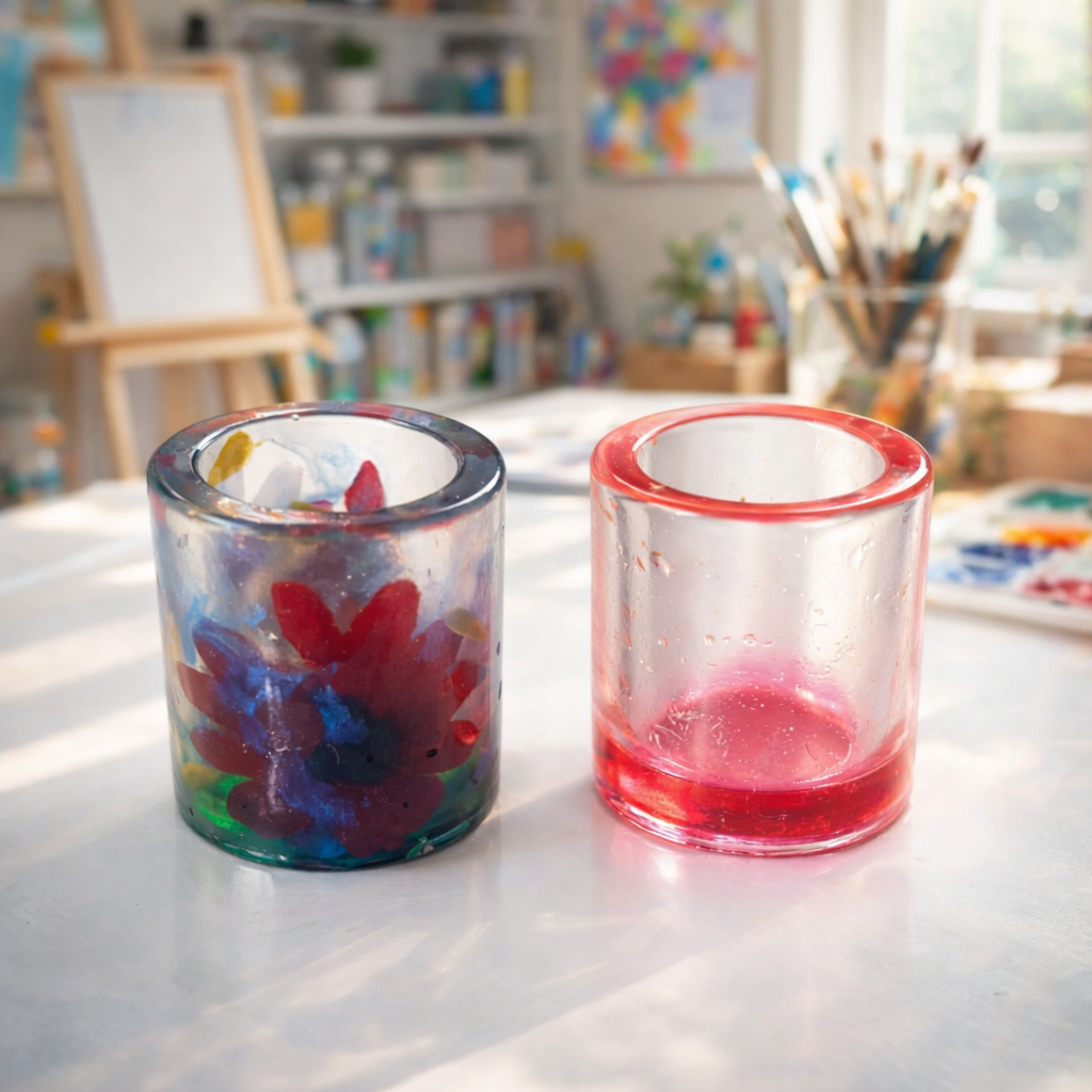 Resin shot glasses & rose